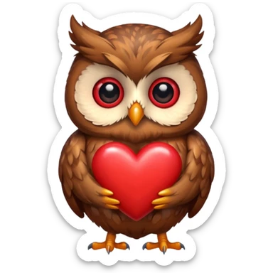 Owl holding several hearts sticker