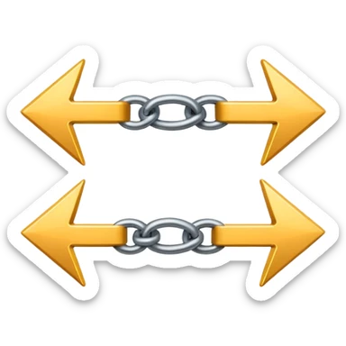 minimal iOS emoji of a single arrow going through a chain link from left to right, conveying smart connection and clear direction, modern and professional sticker
