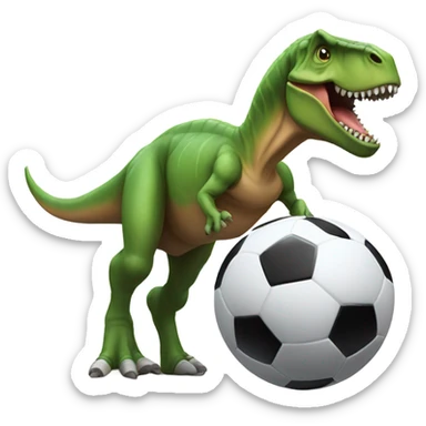 Dinosaur kicking a soccer ball  sticker
