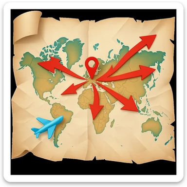 Add bold red arrows to the map, indicating an upcoming offensive attack strategy. Keep the emoji style and all original details. sticker