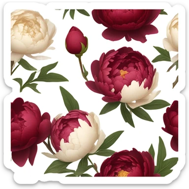 A cluster of deep red peonies and a flickering candle, tied together with a delicate lace ribbon sticker