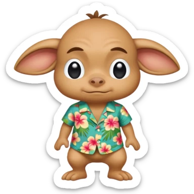 Grogu wearing hawaiian clothesbowing sticker