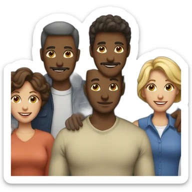 Family 7 people three men three women sticker