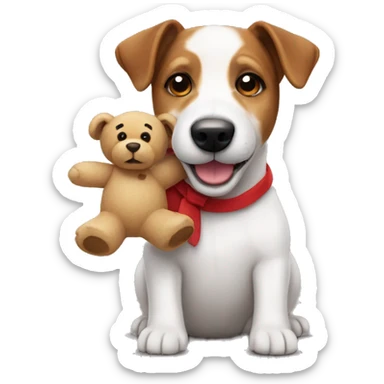 a jack russel with a teddy bear sticker