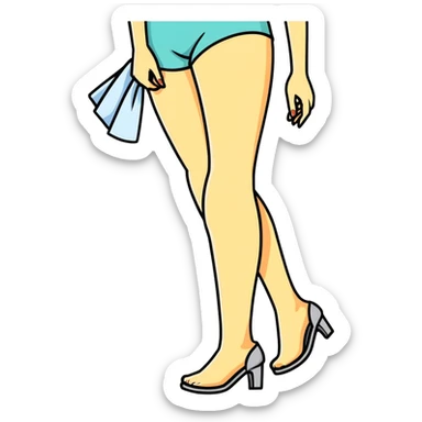 Lady with leg cast sticker