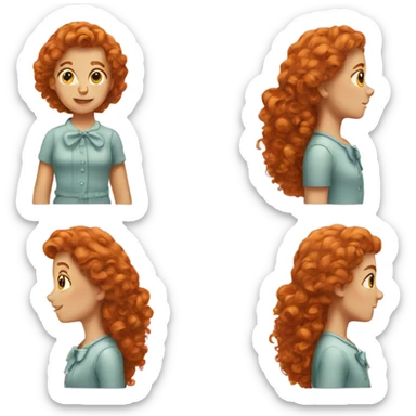 Ginger girl with curly hair and bow sticker