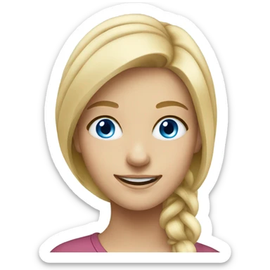 smiling blonde girl blue eyes portrait sticker