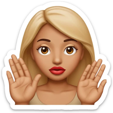 I want an emoji with big lips and hands with an judging vibe sticker