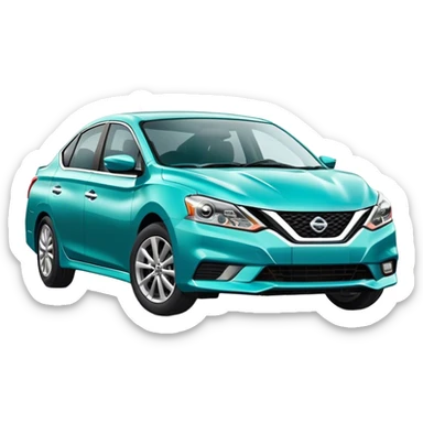 Greenish blue Nissan Sentra zooming on the road  sticker