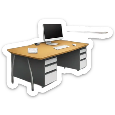 student desk front view rear side sticker