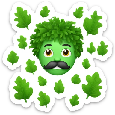 Green man with mustache and seaweed hair sticker