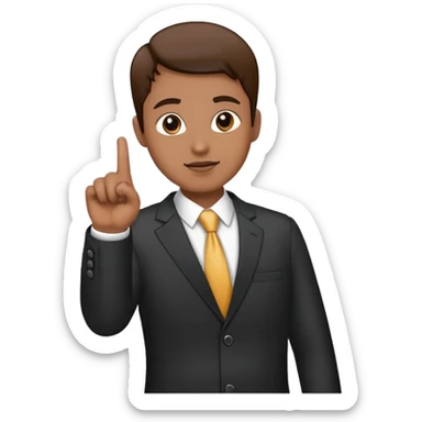 Person in business attire showing one finger pointing up sticker