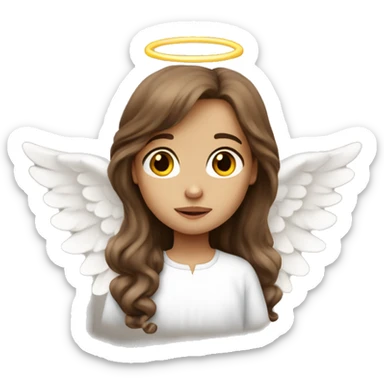 Little angel white girl with long brown hair sticker