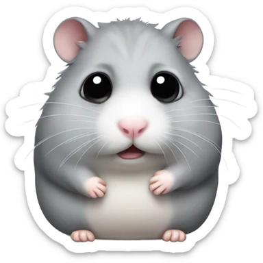 Sad grey hamster with big sad crying eyes  sticker