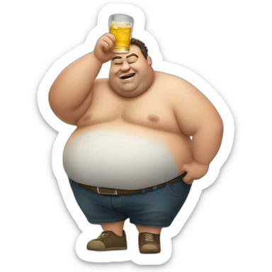 Drunk fat guy sticker