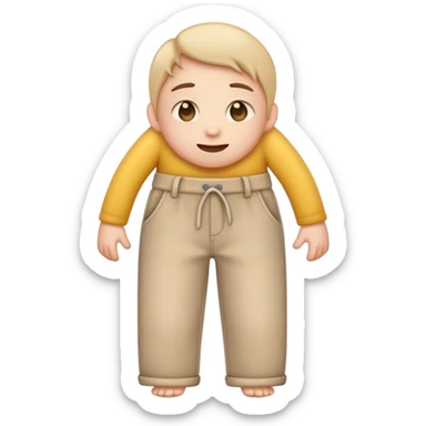Emoji blushing but its eyes are narrow and is holding pants sticker