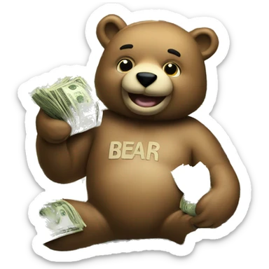 Bear with lots of money sticker