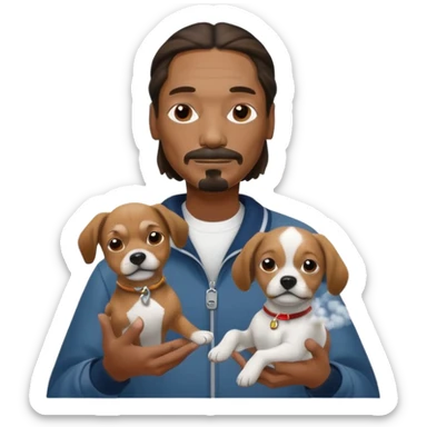 Snoop dog holding dogs with a cloud of smoke  sticker