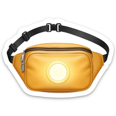 Opened bum bag, showing a bright glowing light sticker