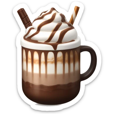 Starbucks hot chocolate with marshmallows whip cream caramel and chocolate syrup on top sticker