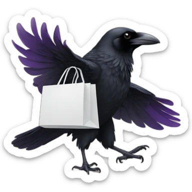 raven carrying a shopping bag sticker