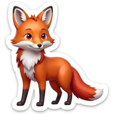 cinematic-noble [fox]-realistic-full-body-standing on all fours-emoji,-tail-tucked-close,-head-tilted-dramatically,-fox-[red]-fur,-simplified-yet-realistic-focused-features,-highly-detailed,-glowing-with-an-almost-sarcastic-glow  expressive eyes sticker