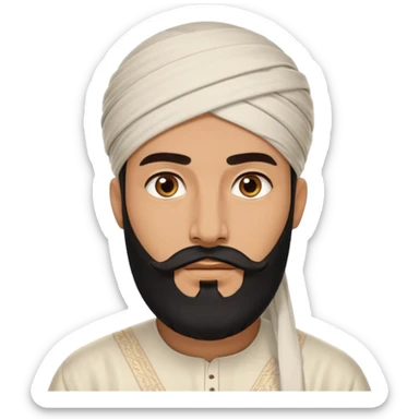 arab with black beard and defined jaw wearing white kandura sticker