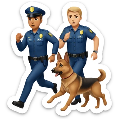 Police with dog is angry and police is running sticker