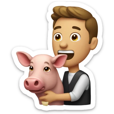 hombre soplando una chuleta de cerdo  sticker