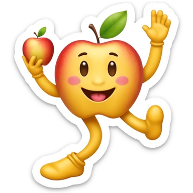 Create a silly, exaggerated iOS-style yellow emoji doing a playful slapstick pose: it lifts its own leg up and sticks its tongue out as if making a goofy face at its own foot. Smooth Apple-emoji gradients, rounded shapes, glossy shading, simple eyes, transparent background. sticker