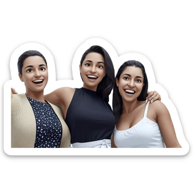 happy girls in white dresses sticker