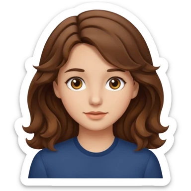 fille brune cheveux mi longs ondulés yeux martrons sticker