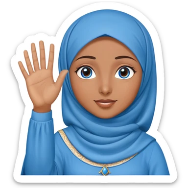 Turkish beautiful finish Konya girl blue eyes with music design hijab islamic dress and musically background and she wave one's hand sticker