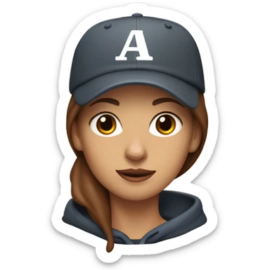 White woman with short brown hair wearing baseball cap and hoodie, walking Dobermans with floppy ears sticker