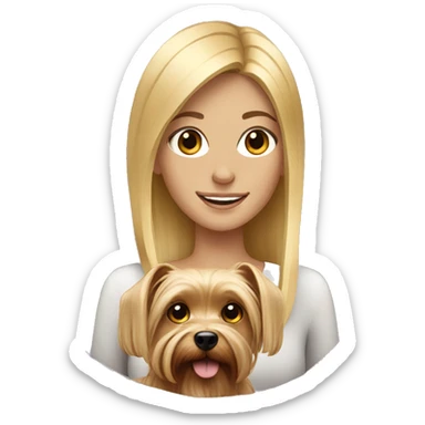 Blonde girl with a yorkshire terrier sticker