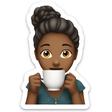 Girl sipping tea sticker