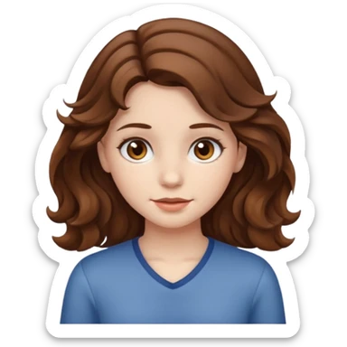 a girl with brown hair white skin wavy hair and brown eyes  sticker