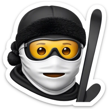 black emoji with ski mask sticker