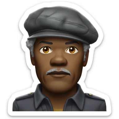 samuel l jackson serious wearing shirt and beret sticker
