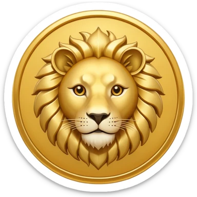 Iranian Lion and Sun symbol, minimalist emoji style, flat design, clean lines, gold lion and sun on transparent background, simple icon, no text, no flag stripes sticker