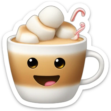 a coffe cup with marshmallow sticker