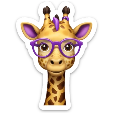 giraffe with purple glasses  sticker