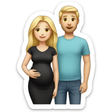 Family;blonde-haired-pregnant-mother, blonde-haired-baby, black-haired-dad sticker