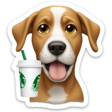 Dog drinking starbucks sticker