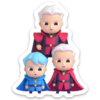 Cute chibi Dante and Vergil from Devil May Cry, big heads, small bodies, childlike proportions sticker