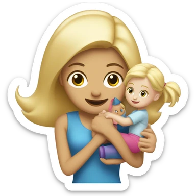 blonde women playing with blonde child with toys sticker