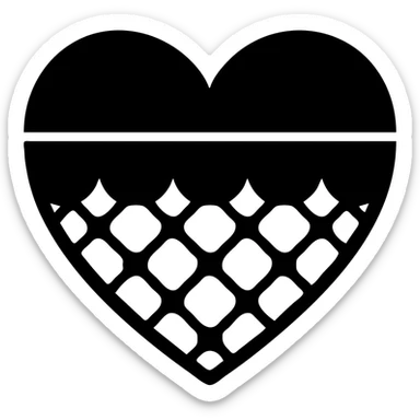 solid filled icon of a gothic heart with black lace, pink color sticker