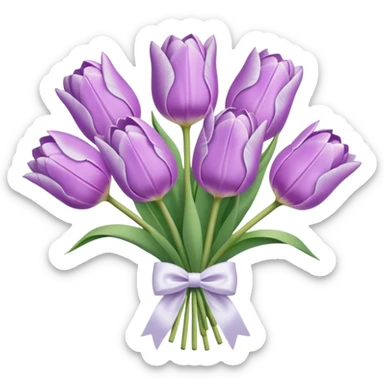 Pastel lilac tulip bouquet with bow sticker