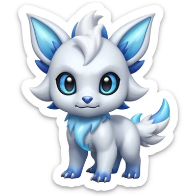 White glossy soft silky furry iridescent Electrike-Absol-Shinx-fusion-hybrid, full body sticker