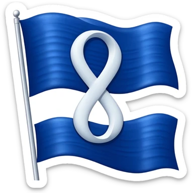 A deep blue flag with a white infinity symbol in the middle sticker